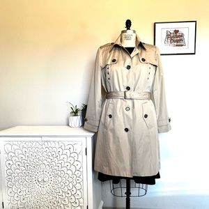 London Fog Trench Coat Stylish Like-New with Removable Hood Sz XL